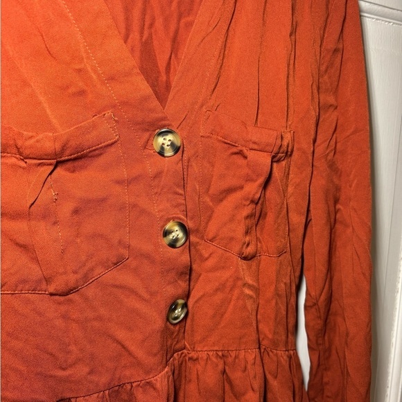Women's Rust Button-Down Dress - Picture 2 of 4
